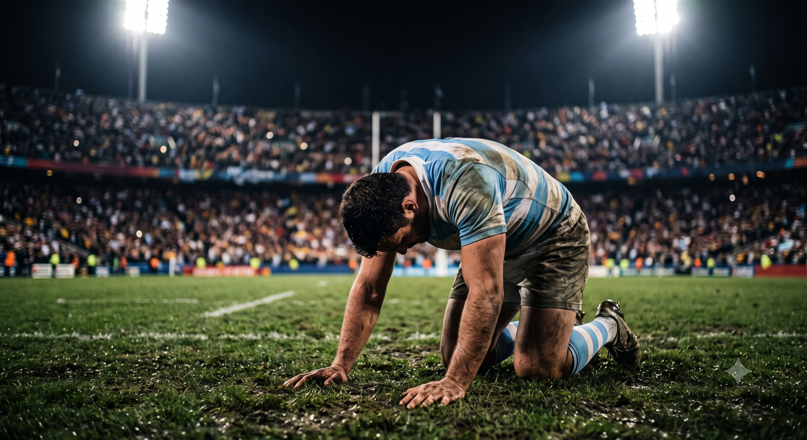 Argentina vs South Africa 2026 — player on knees after match at Amalfitani