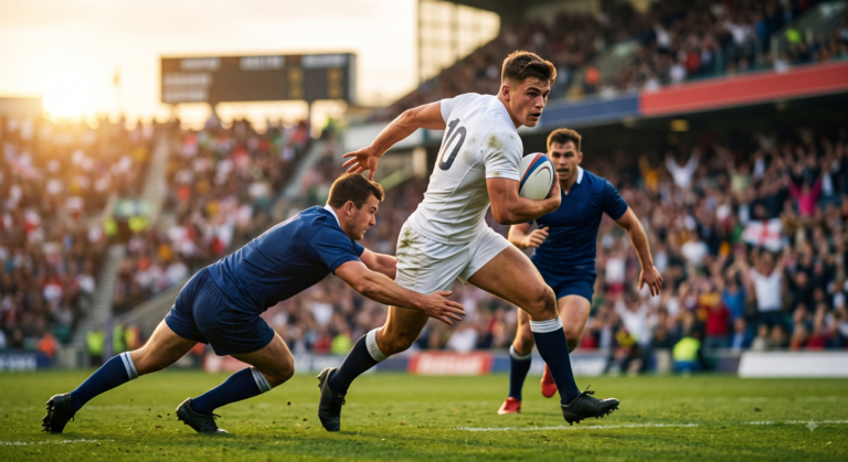 Marcus Smith England rugby — Harlequins fly-half breaking through Argentina defence